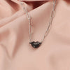 Wholesale Jewelry Simple Style IG Style Customization Laser Engraving Heart Shape 304 Stainless Steel Plating Pendant Necklace Paperclip Chain