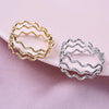 Wholesale Jewelry IG Style Simple Style Waves Solid Color 304 Stainless Steel 18K Gold Plated Polishing Rings