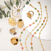Wholesale Jewelry IG Style Sweet Daisy 304 Stainless Steel 18K Gold Plated Enamel Rings Earrings Necklace