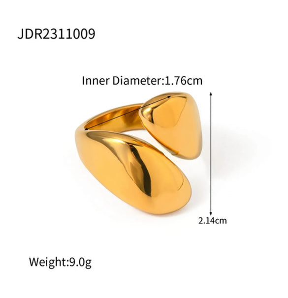 Wholesale Jewelry IG Style Vacation Simple Style Water Droplets Solid Color 316 Stainless Steel  18K Gold Plated Asymmetrical Open Rings Rings