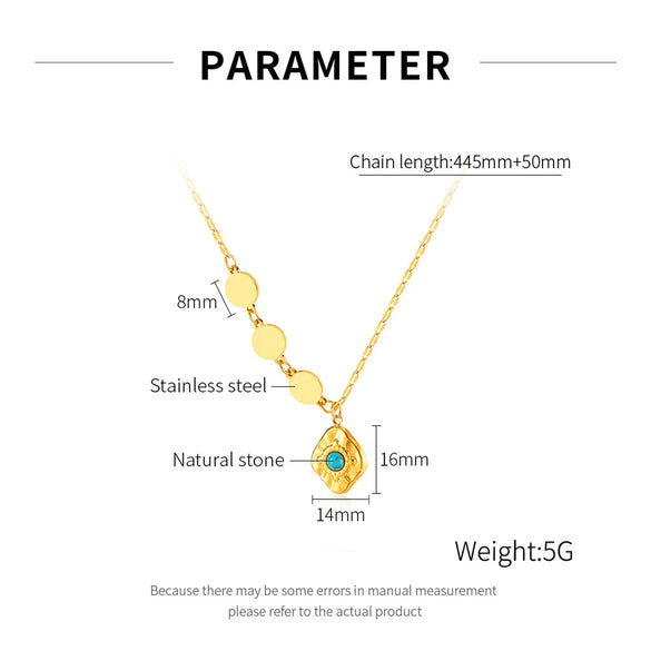 Wholesale Jewelry IG Style Vintage Style Commute Geometric 304 Stainless Steel Natural Stone Opal Inlay Pendant Necklace