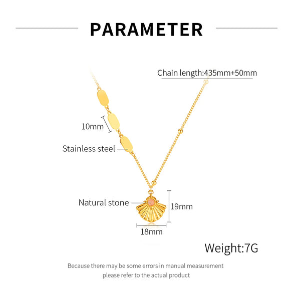 Wholesale Jewelry IG Style Vintage Style Commute Geometric 304 Stainless Steel Natural Stone Opal Inlay Pendant Necklace