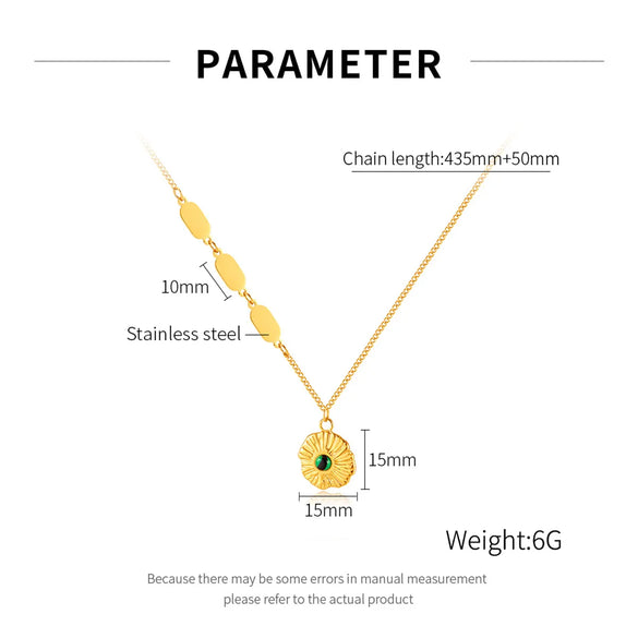 Wholesale Jewelry IG Style Vintage Style Commute Geometric 304 Stainless Steel Natural Stone Opal Inlay Pendant Necklace