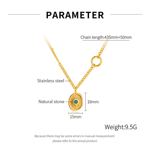 Wholesale Jewelry IG Style Vintage Style Commute Geometric 304 Stainless Steel Natural Stone Opal Inlay Pendant Necklace