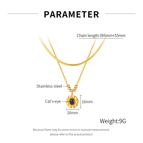 Wholesale Jewelry IG Style Vintage Style Commute Geometric 304 Stainless Steel Natural Stone Opal Inlay Pendant Necklace