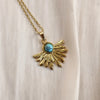 Wholesale Jewelry IG Style Vintage Style Sun Sector Moon 304 Stainless Steel Natural Stone 18K Gold Plated Inlay Pendant Necklace