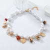 Wholesale Jewelry Imitation Pearl And Alloy Pendant Necklace With Heart Insect Leaves Geometric Pattern Electroplated