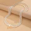 Wholesale Jewelry Imitation Pearl Beaded Geometric Exaggerated Handmade Multilayer Long Necklace For Women
