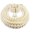 Wholesale Jewelry Imitation Pearl Geometric Style Beaded Threepiece Set With Snake Bone Chain And Baking Varnish Process