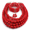 Wholesale Jewelry Imitation Pearl Geometric Style Beaded Threepiece Set With Snake Bone Chain And Baking Varnish Process