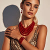 Wholesale Jewelry Imitation Pearl Geometric Style Beaded Threepiece Set With Snake Bone Chain And Baking Varnish Process