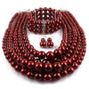 Wholesale Jewelry Imitation Pearl Geometric Style Beaded Threepiece Set With Snake Bone Chain And Baking Varnish Process