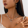 Wholesale Jewelry Imitation Pearl Heartshaped Geometric Electroplated Necklace For Women