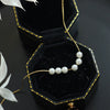 Wholesale Jewelry Imitation Pearl Round Beaded Pendant 316L Stainless Steel Gold Plated Square Chain Geometric Style