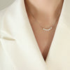 Wholesale Jewelry Imitation Pearl Round Beaded Pendant 316L Stainless Steel Gold Plated Square Chain Geometric Style