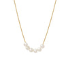 Wholesale Jewelry Imitation Pearl Round Beaded Pendant 316L Stainless Steel Gold Plated Square Chain Geometric Style