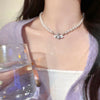 Wholesale Jewelry Ins Style Elegant Heart Shape Flower Bow Knot Imitation Pearl Alloy Necklace