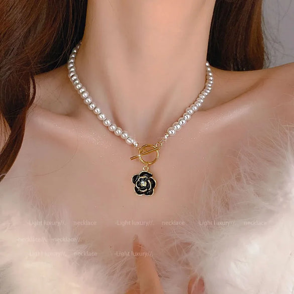 Wholesale Jewelry Ins Style Elegant Heart Shape Flower Bow Knot Imitation Pearl Alloy Necklace