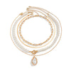 Wholesale Jewelry Ins Style Geometric Alloy Disc Pendant Imitation Pearl Multilayer Clavicle Chain Copperclad Iron Iron Copper Alloy Electroplated