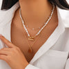 Wholesale Jewelry Ins Style Geometric Alloy Disc Pendant Imitation Pearl Multilayer Clavicle Chain Copperclad Iron Iron Copper Alloy Electroplated