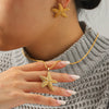 Wholesale Jewelry Ins Style Gold Plated Stainless Steel Heart Shape Necklace And Earrings For Women