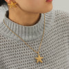 Wholesale Jewelry Ins Style Gold Plated Stainless Steel Heart Shape Necklace And Earrings For Women