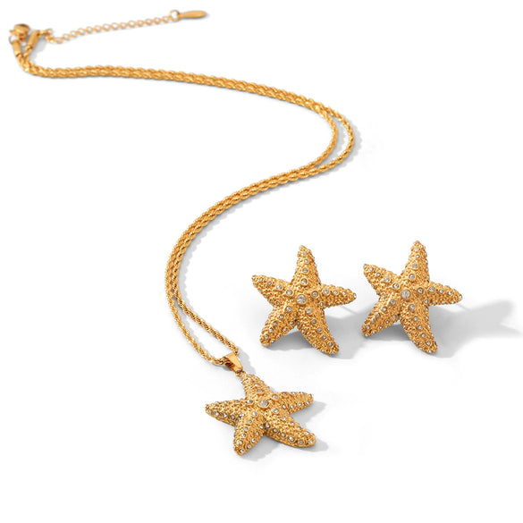 Wholesale Jewelry Ins Style Gold Plated Stainless Steel Heart Shape Necklace And Earrings For Women