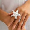 Wholesale Jewelry Ins Style Iron Dripping Oil Geometric Fivepetal Flower And Starfish Ring Electroplated