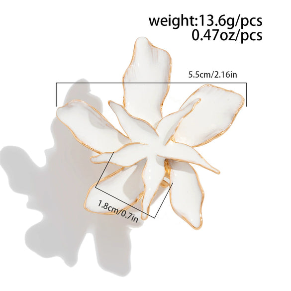 Wholesale Jewelry Ins Style Iron Dripping Oil Geometric Fivepetal Flower And Starfish Ring Electroplated