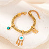 Wholesale Jewelry Ins Style Titanium Steel Geometric Devil's Eye Turquoise Bracelet With Electroplating For Women