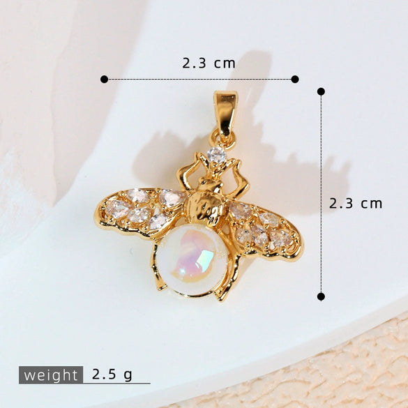 Wholesale Jewelry Insect Bee Copper Electroplated Pendant