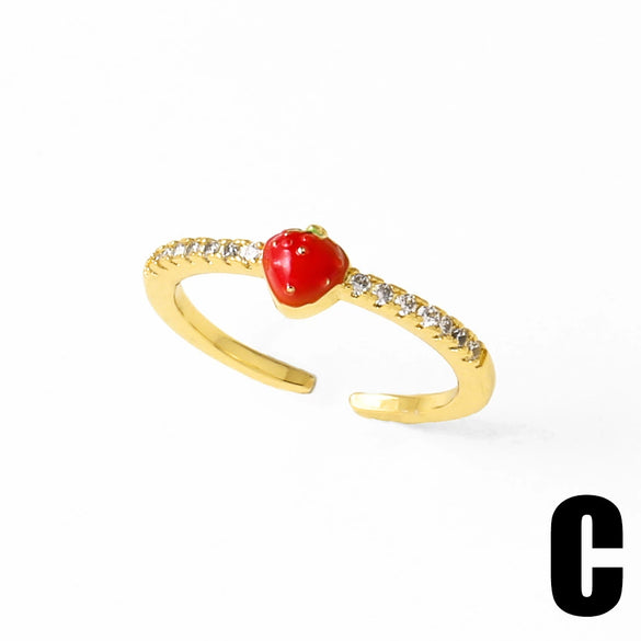 Wholesale Jewelry Insect Open Ring Copper 18K Gold Plated Electroplating For Women
