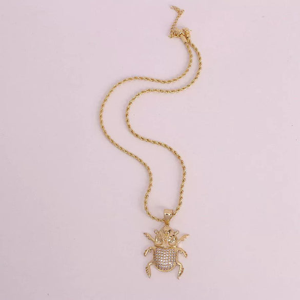 Wholesale Jewelry Insect Zodiac Style Copper Zircon Electroplated Inlaid Twist Chain Pendant Necklace