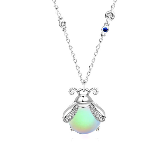 Wholesale Jewelry Insects Geometric Mori Style Moonstone 925 Sterling Silver Pendant Necklace