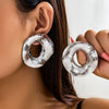 Wholesale Jewelry Iron Geometric Ushape Exaggerated Irregular Metal Earrings Electroplated For Women
