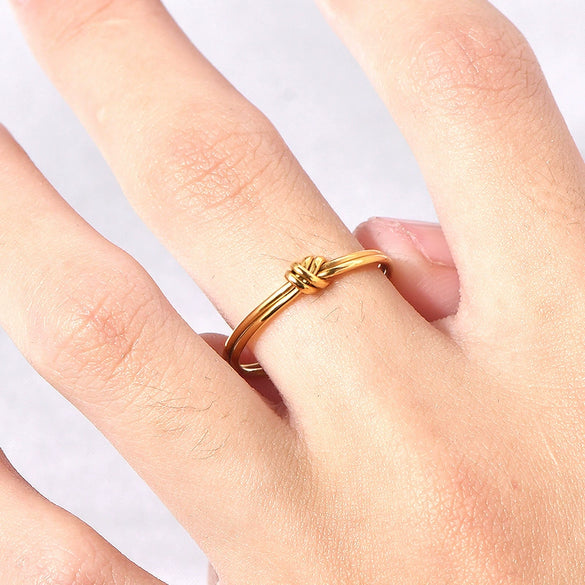 Wholesale Jewelry Knot Casting Ushaped Geometric Titanium Steel Ring With Electroplating And Joker Texture