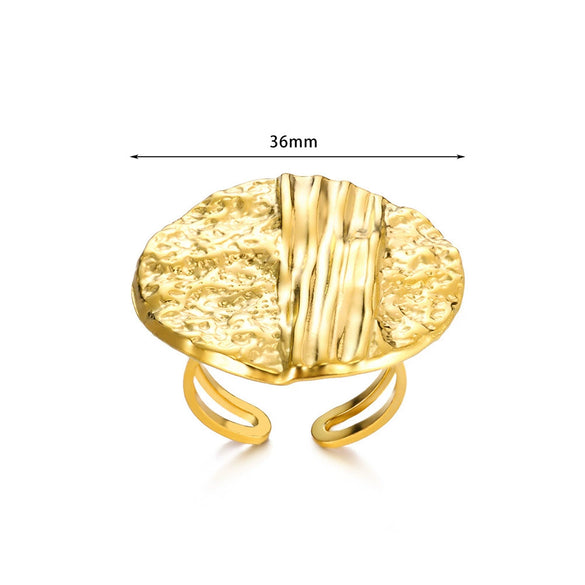 Wholesale Jewelry Lava Pleated Hammer Pattern Stainless Steel Ring With Geometric Wave Design And Electroplating Treatment Unisex