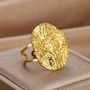 Wholesale Jewelry Lava Pleated Hammer Pattern Stainless Steel Ring With Geometric Wave Design And Electroplating Treatment Unisex