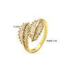Wholesale Jewelry Leaf Pattern Brass Gold Plated Micro Inlaid Zircon Opening Adjustable Ring