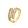 Wholesale Jewelry Leaf Pattern Brass Gold Plated Micro Inlaid Zircon Opening Adjustable Ring