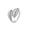 Wholesale Jewelry Leaf Pattern Brass Gold Plated Micro Inlaid Zircon Opening Adjustable Ring