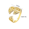 Wholesale Jewelry Leaf Pattern Brass Gold Plated Micro Inlaid Zircon Opening Adjustable Ring