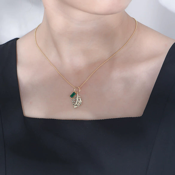 Wholesale Jewelry Leaf Pattern 925 Sterling Silver Pendant Necklace For Women