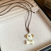 Wholesale Jewelry Leather Geometric Hand Knitted Croissant Smiley Face Bread Pendant Clavicle Chain
