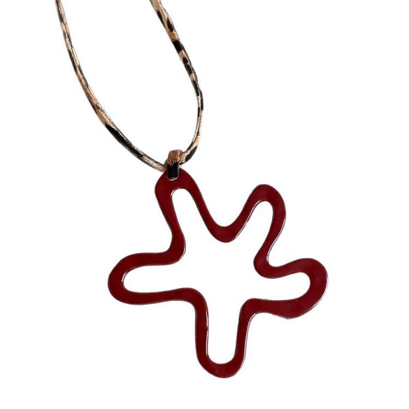 Wholesale Jewelry Leather Geometric Hand Knitted Croissant Smiley Face Bread Pendant Clavicle Chain