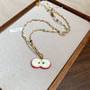 Wholesale Jewelry Leather Geometric Hand Knitted Croissant Smiley Face Bread Pendant Clavicle Chain