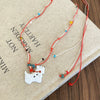 Wholesale Jewelry Leather Geometric Hand Knitted Croissant Smiley Face Bread Pendant Clavicle Chain