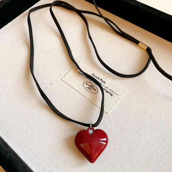 Wholesale Jewelry Leather Geometric Hand Knitted Croissant Smiley Face Bread Pendant Clavicle Chain