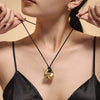 Wholesale Jewelry Leather Rope Adjustable Necklace For Women Heavy Industry Curved Surface Design 316L Stainless Steel Pvd Plated Geometric Style