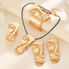 Wholesale Jewelry Leather Rope Alloy Human Face Pattern Electroplated Personality Pendant Fourpiece Set For Women